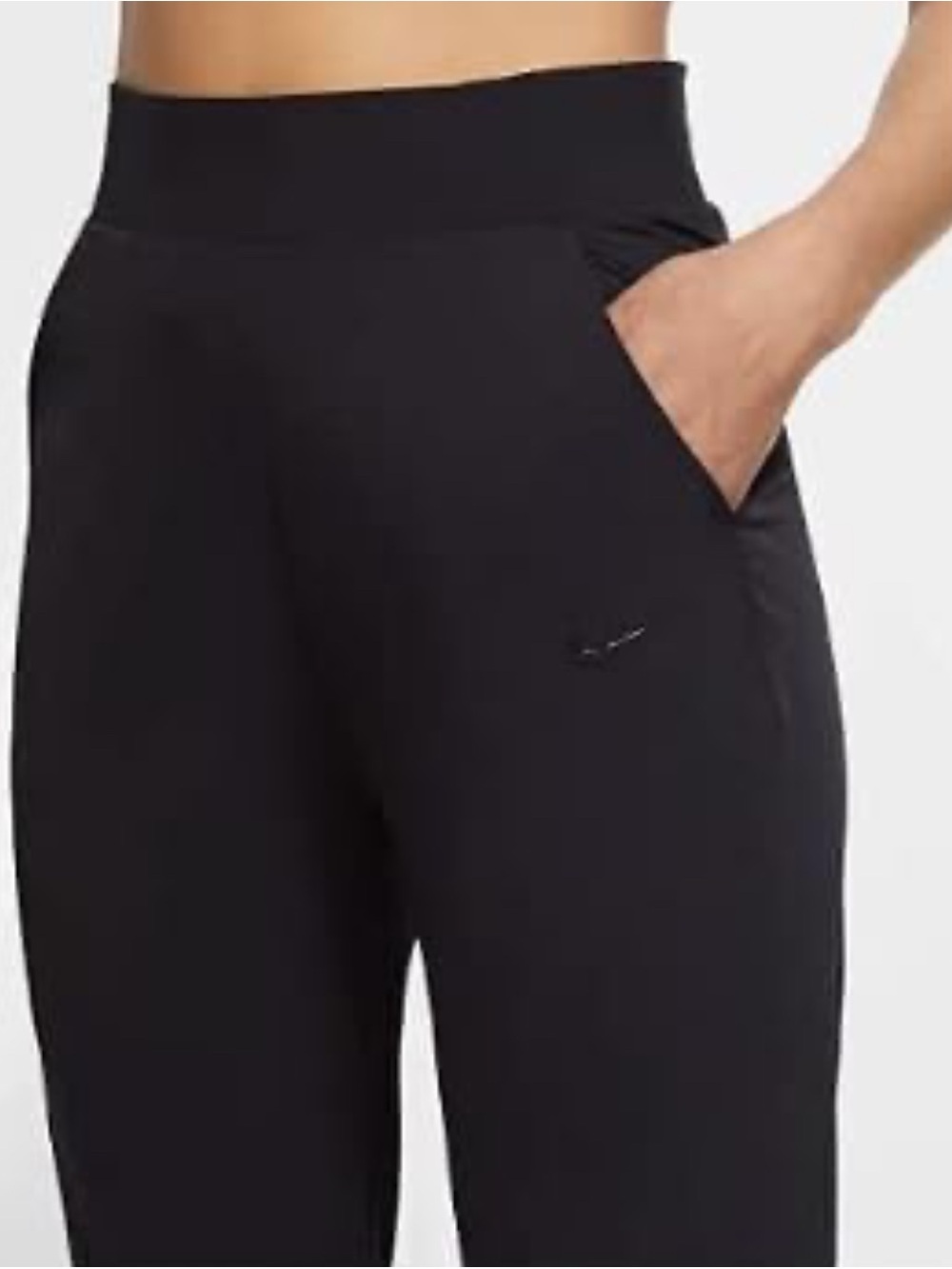 Nike Women’s Black Bliss Luxe Joggers Training Pants Black Swoosh Pockets - S
